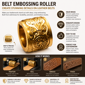 Luxury Belt Embossing <b>Roller</b> for Leather Belts | Solid Brass Floral Pattern Embossing Wheel | Professional Leathercraft Tool - Product Image 5