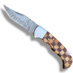 Wholesale Folding Knives Handmade Damascus Pattern Blade Decorative Handle Polished Metal Bolster for Hunting Camping <b>Outdoor</b> - Product Image 5
