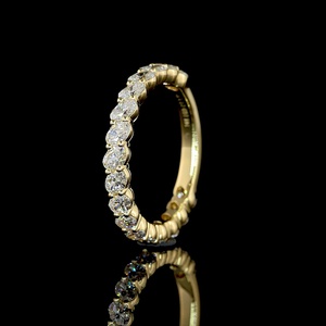 Anillo de eternidad con diamante ovalado de 1 quilate creado en laboratorio, anillo de boda de oro amarillo de 18 quilates, anillo de compromiso y boda con certificado IGI. - Product Image 4