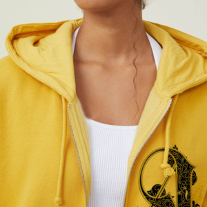 Ensemble de survêtement en coton pour femme, coupe régulière, imprimé lettres, décontracté, pour l'automne, pantalon blanc, sweat à capuche jaune, 2 en 1 - Product Image 3