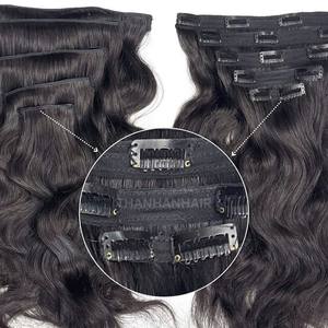 Prix usine Clip noir brut dans les cheveux Extensions de cheveux vietnamiens non transformés Pas d'enchevêtrement Pas de perte Super soyeux Prêt à expédier - Product Image 6