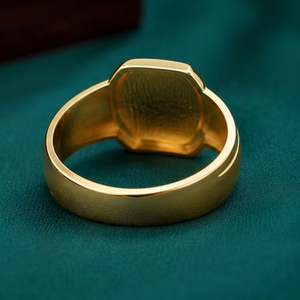 Elegant 22K Gold Signet <b>Ring</b> <b>for</b> <b>Men</b> and Women Featuring Two Tone Rhodium Accent with Textured Finish and High Polish Ban - Product Image 5