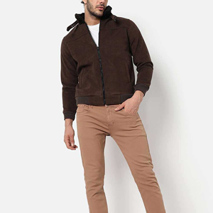 Blouson bomber pour homme avec doublure en fausse fourrure, fermeture éclair, vêtement d'hiver décontracté, coupe classique - Product Image 4