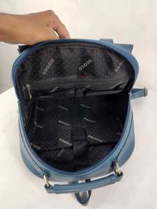 Blue PU Leather Laptop <b>Backpack</b> <b>Waterproof</b> Softback Travel Office Bag with Computer Interlayer - Product Image 6
