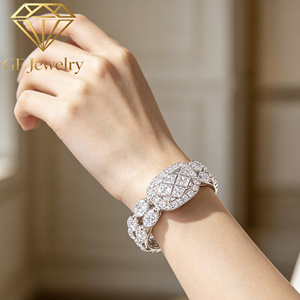 Bracelet de luxe pour femme en diamant de laboratoire platine, style losange pavé complet, certifié IGI, 48g, haute joaillerie - Product Image 1