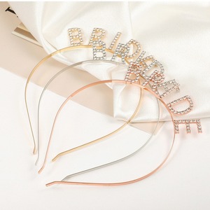 <b>Bridesmaid</b> Rhinestone Letter <b>Headband</b> Hairband Wedding Party Jewelry Accessories for Women Adult Birthday Occasion - Product Image 1