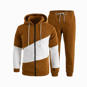 Ensemble de survêtement d'hiver respirant pour homme, grande taille, couleur unie, avec veste zippée à capuche et pantalon de jogging à cordon de serrage - Product Image 4