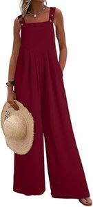 Overoles Casuales Holgados de Primera Calidad para Mujer, Mono de una Pieza sin Mangas, Pantalones Largos de Pierna Ancha con Bolsillos - Product Image 2