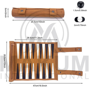 Wholesale PU Leather Portable <b>Backgammon</b> <b>Set</b> Roll-up Design for Indoor and Outdoor Chess Games - Product Image 4