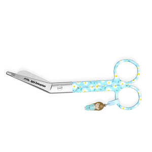 Tijeras Manuales de Acero Inoxidable para Vendajes Tipo Pico de Pato, Diseño Margaritas sobre Fondo Azul, para Cortes Rápidos y Precisos, Uso Hospitalario - Product Image 6