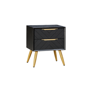 <b>Wooden</b> <b>Bedside</b> <b>Table</b> With Textured Chevron Front Panel, Practical Drawer Storage <b>And</b> Stylish Legs For Contemporary Bedroom Decor - Product Image 1