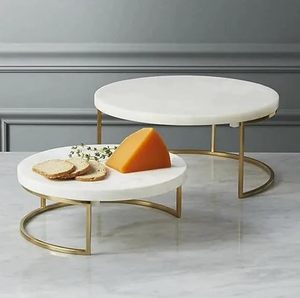 Juego de 2 Soportes para Pastel de Mármol, Platos de Servicio de Lujo para Exhibición de Postres, para Bodas, Fiestas, Hogar, Cocina, Panadería, Restaurante - Product Image 1