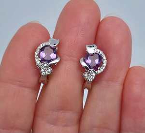 Pendientes de Amatista Natural, Plata de Ley 925, Hechos a Mano, Certificados por IGI, Joyería Fina para Mujer, Regalo para Fiestas, Venta al Por Mayor - Product Image 2