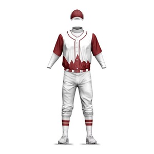 Men's Baseball Uniform Set <b>White</b> Red Jersey <b>White</b> Pants Short Sleeve <b>Button</b> Front Sublimated Polyester Breathable All Seasons - Product Image 2