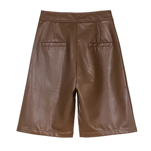 Pantalones Cortos de Cuero Personalizados para Hombre, Piel de Oveja Suave de Primera Calidad, Ropa Urbana de Lujo, Corte Holgado, Precio de Fábrica al por Mayor en Sialkot - Product Image 2