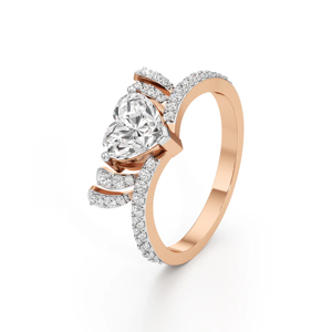 Rose Gold Heart Cut Engagement <b>Ring</b> for Women Luxury CZ Pave Bridal <b>Ring</b> - Product Image 1
