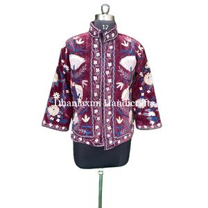 Handmade High Quality Women's Velvet Jacket Fashionable Reversible Stand Collar Breathable Knitted Cotton Material Pattern - Product Image 1