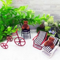 Maison de poupée miniature 1:12, chaise longue de piscine, chariot de courses, tricycle, chaise en fil métallique - Ensemble de meubles jouets multicolores Nonw Brand