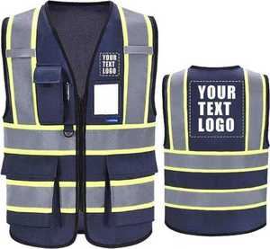 Gilet de sécurité jaune fluorescent haute visibilité, gilet de travail réfléchissant avec fermeture éclair sur le devant, équipement de sécurité pour la construction, fabricant OEM - Product Image 4