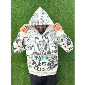 Nuevo estilo de moda personalizado DTG impresión hombres cremallera hasta sudaderas con capucha de gran tamaño Casualwear Unisex personalizado sudaderas con capucha precio al por mayor - Product Image 1