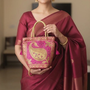Premium Quality Meher Banarasi Silk Potli <b>Bag</b> Available for Affordable Price from India - Product Image 5