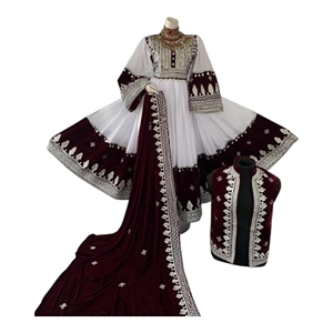 LOW MOQ Afghani Dress For Formal <b>Wedding</b> Party Breathable Long Sleeves Afghani Style <b>Wedding</b> Dresses For Women With Velvet <b>Shawl</b> - Product Image 1