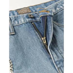 2025 Summer Vintage Patchwork Denim <b>Men's</b> Streetwear Straight Leg Mid Waist Button Fly Windproof Breathable Jeans <b>Shorts</b> - Product Image 4