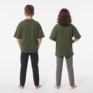 Camiseta Unisex para Niños al por Mayor, de Algodón Jersey, Corte Holgado, Hombros Caídos, Manga Corta, con Logotipo Personalizado, Estilo Casual - Product Image 2