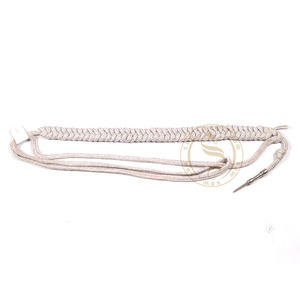 Aiguillette sur mesure en soie blanche avec étiquettes argentées, tailles et couleurs personnalisées, pour uniforme de cérémonie - Product Image 1