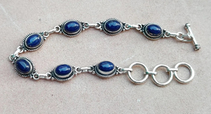Natural Lapis Lazuli 925 Sterling Silver Adjustable <b>Bracelet</b> Natural Gemstone Jewelry Elegant <b>Boho</b> <b>Bracelet</b> for Women Men Gift - Product Image 2