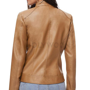 Elegant Women <b>Leather</b> Jacket Woven Lightweight Waterproof Soft Comfortable Feel Trendy Fashion Style Outerwear for Daily Use - Product Image 2