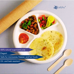 Assiettes en bagasse de canne à sucre - Vaisselle jetable écologique pour événements et traiteur - Product Image 2