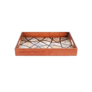 Designer Wood Serving Tray with Enamel Print Designs for Weddings Hotels Handicraft Evening Dinner Serve Economically Priced - Product Image 3