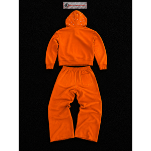 Conjunto Deportivo Naranja para Hombre, Sudadera con Capucha y Pantalones Deportivos con Estampado Personalizado, Ropa Deportiva Informal para Correr, Fabricante OEM al por Mayor - Product Image 6