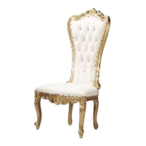 <b>Victorian</b> Style High Back <b>Chair</b> White Fabric Upholstery Gold Frame Armless Design for Dining and Garden Sets - Product Image 3