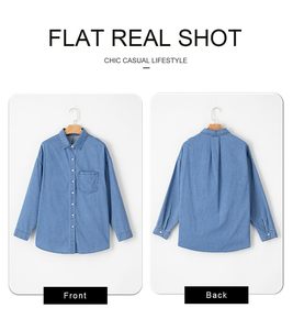 Elegante Camisa Vaquera para Mujer, Blusa con Botones, Cuello en V, Manga Larga Informal, Ropa Vaquera de Moda para Mujer - Product Image 2
