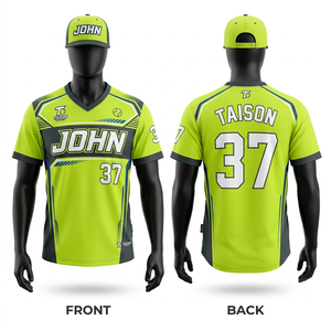 Maillot de softball en polyester premium 180 GSM, gris, noir, rouge, avec panneau à rayures fines et logo personnalisé en twill. - Product Image 6