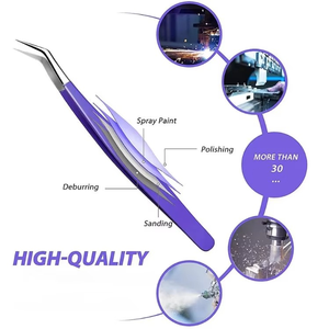 New Design Stainless Steel Tweezers Custom <b>Powder</b> Coating Silver Point High Quality Sustainable Eyelash Extension Tweezers - Product Image 5