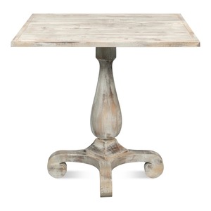 Vintage Style Teak Wood Pedestal Dining <b>Table</b> with Distressed Finish, Solid Wood <b>Square</b> <b>Table</b> for Cafe, Restaurant and Home Use - Product Image 2