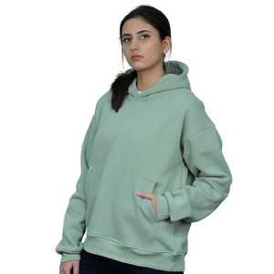 Sudaderas con Capucha y Sudaderas de Felpa de Algodón Teñido Liso de Primera Calidad, Color Verde Menta, Estilo Urbano - Product Image 2