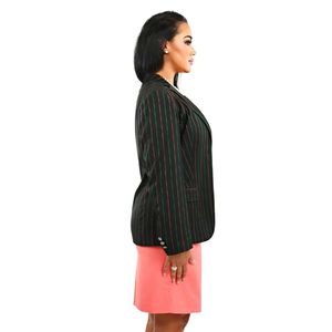 Blazer Negro a Rayas AKA para Mujer, Chaqueta Entallada con Escudo Bordado, Ropa Exterior Formal para Hermandades Profesionales - Product Image 2