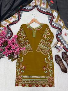 Conjunto de Salwar Kameez Indio-Pakistaní Bordado con Cuello de Encaje y Dupatta, Ropa Étnica para Bodas y Fiestas - Product Image 5
