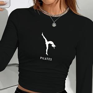 Pilates teaser pose silueta moda mujer camisa manga larga - Product Image 1