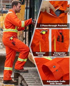Hi Vis Polyester Unisex Work Coverall Reflective Safety <b>Overall</b> High Visibility Industrial Jumpsuit Oeko-Tex Certified - Product Image 3