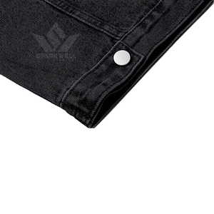 SPARKWELL INDUSTRY Women's Black Denim Eco-Friendly 100% Cotton <b>Trucker</b> <b>Jacket</b> Long Sleeve Button Front Turn Collar Casual - Product Image 3