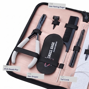 Kit de herramientas para extensiones de cabello Microlink de salón: Alicates de crimpado de cuentas de 2 orificios, gancho de tracción, herramienta de bucle de alambre, agujas para coser tramas - Product Image 4