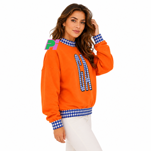 Sweat-shirt à col montant Georgia State avec lettrage et bordures à carreaux, sweat-shirt personnalisé à col montant GA, vêtement d'hiver - Product Image 3
