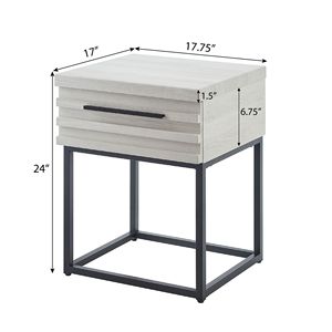 Comodino Moderno Contemporaneo Bianco Celeste con Vano Portaoggetti - Product Image 3