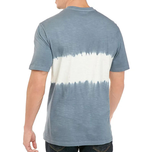 T-shirt à manches courtes tie-dye pour homme, col rond, coupe classique, 100% coton tricoté, décontracté, respirant, motif bleu et blanc, 300 GSM - Product Image 3