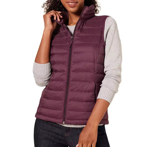 Custom Made <b>Women's</b> Streetwear Puffer <b>Vest</b> Front Zipper Stand Collar Waterproof Windproof Breathable Outdoor Wear Adult Size - Product Image 1